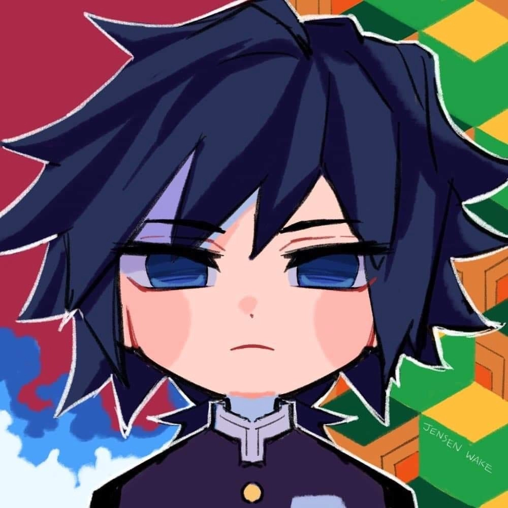 Hình Giyuu chibi Thủy Trụ trong phong cách tí hon