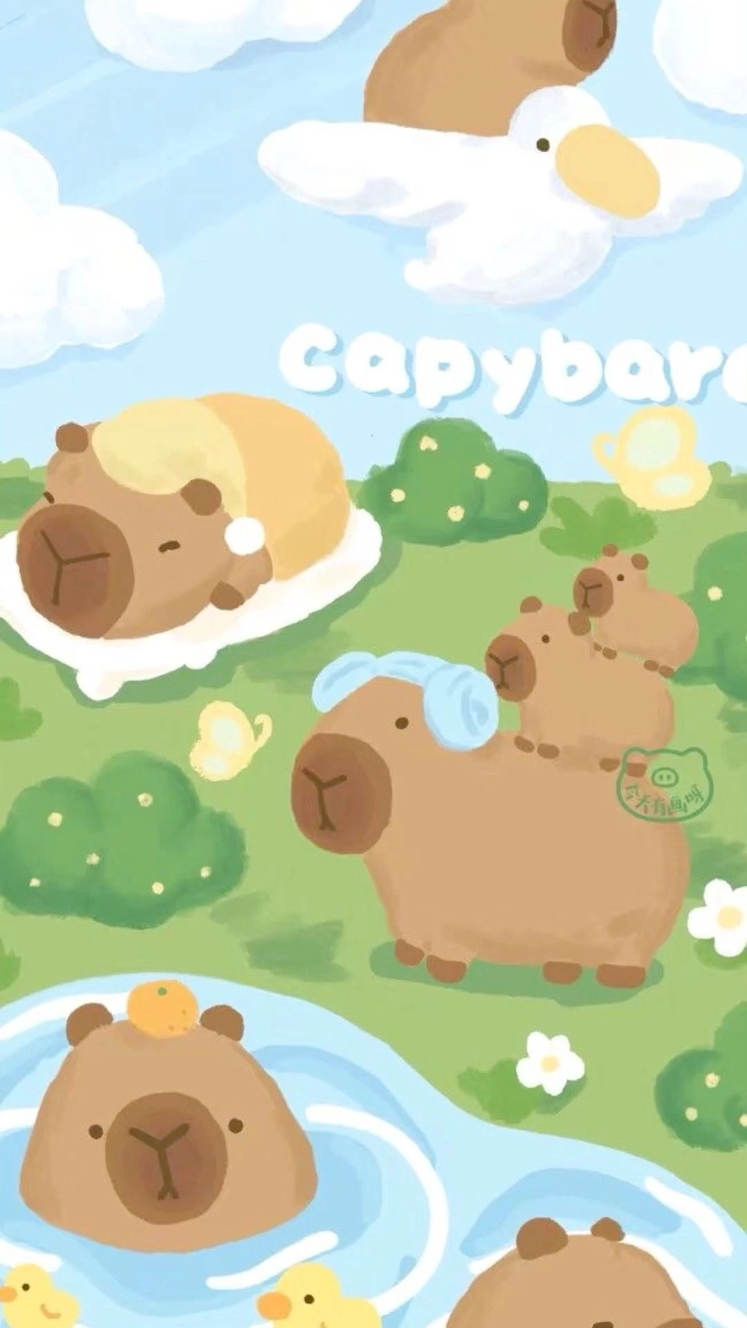 Hình nền Capybara dễ thương rực rỡ
