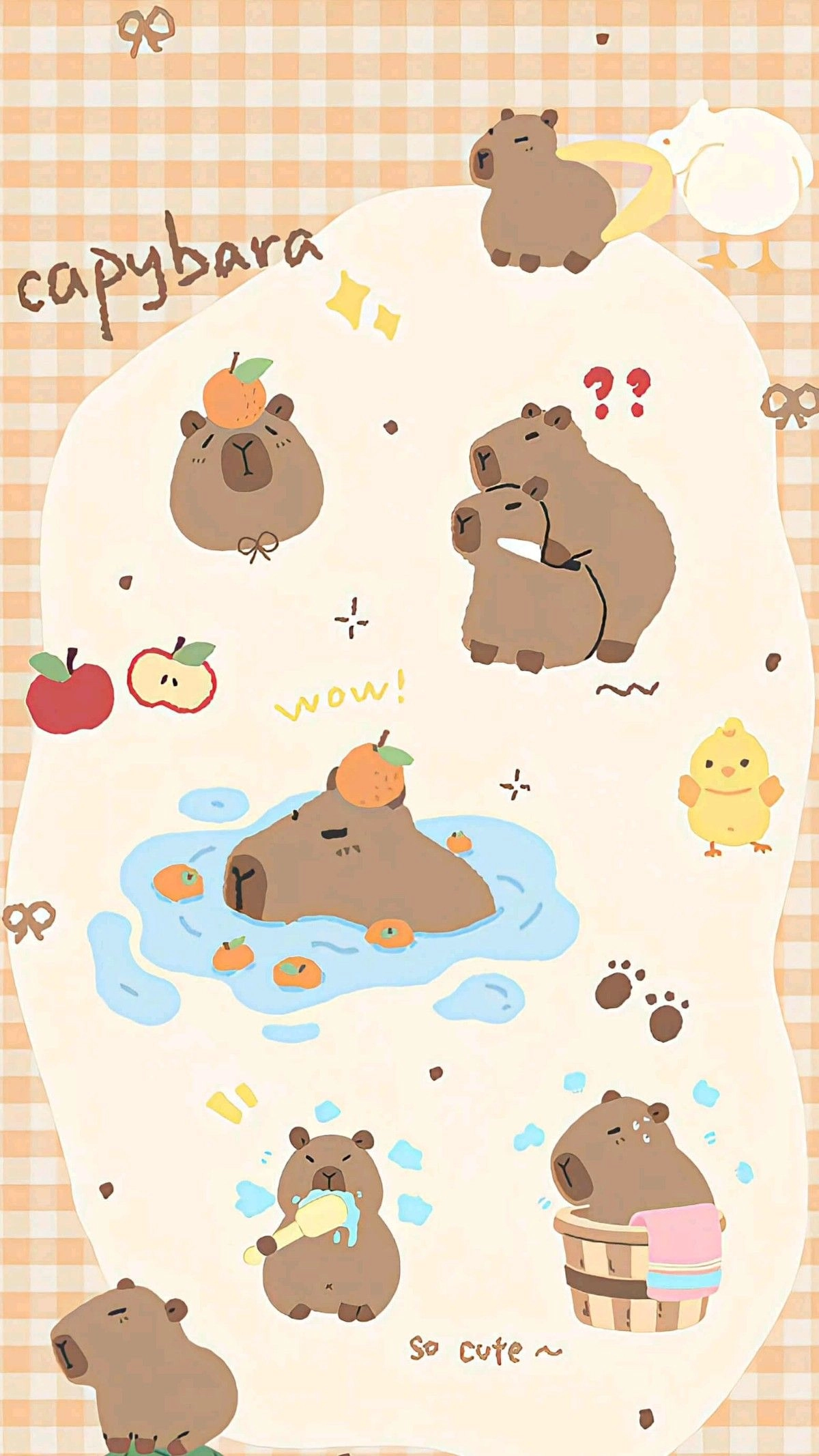 Hình nền Capybara cute màu hồng nhẹ nhàng