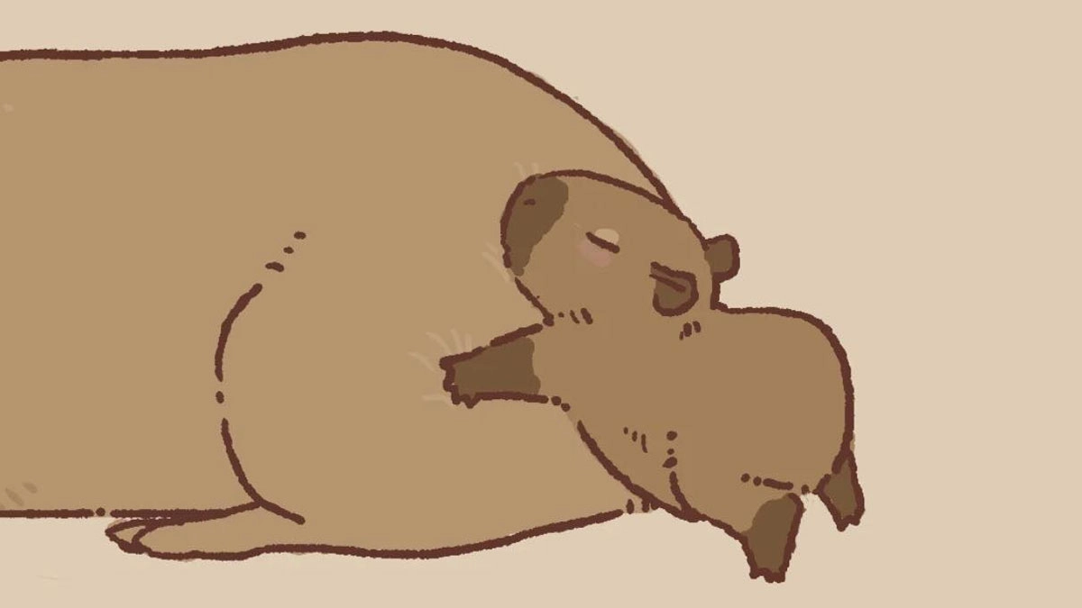 Chibi cute hình nền Capybara cho máy tính