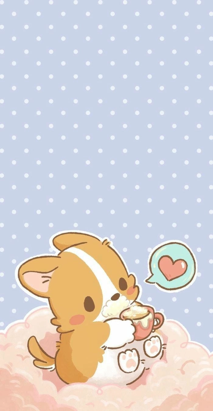 Hình nền chó chibi dễ thương không lối thoát