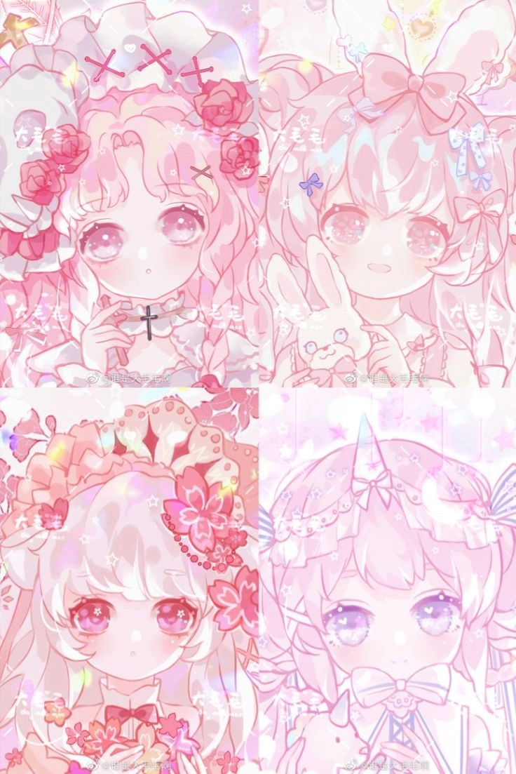 Hình nền chibi cute màu hồng rực rỡ và ngọt ngào