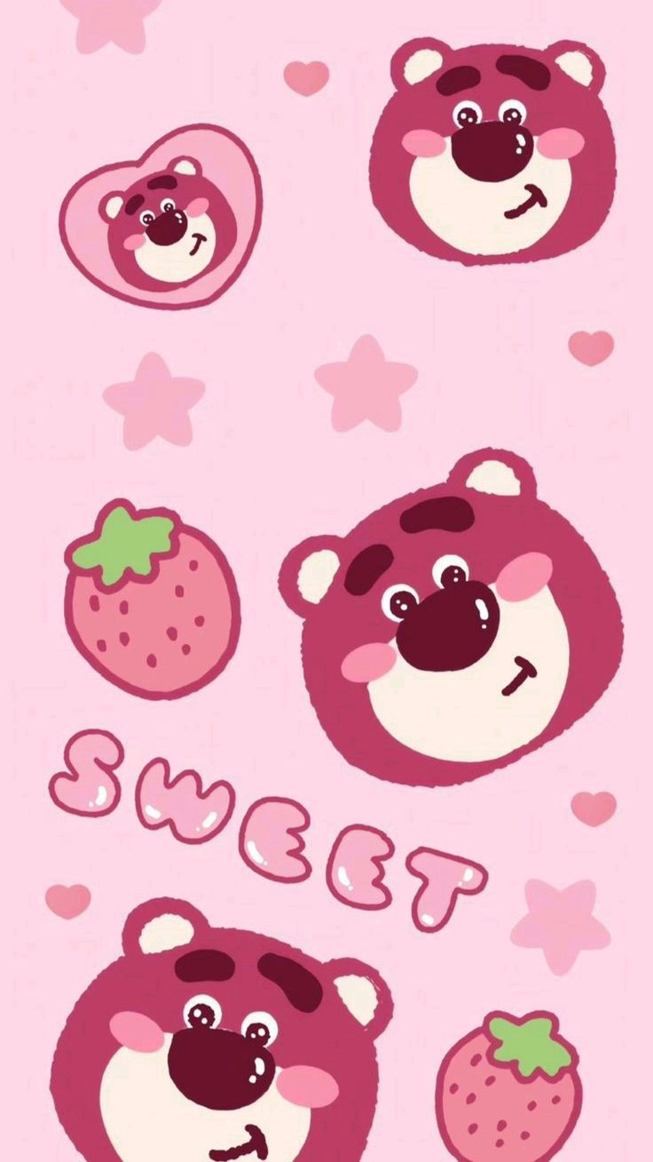 Ảnh gấu Dâu cute làm hình nền điện thoại máy tính