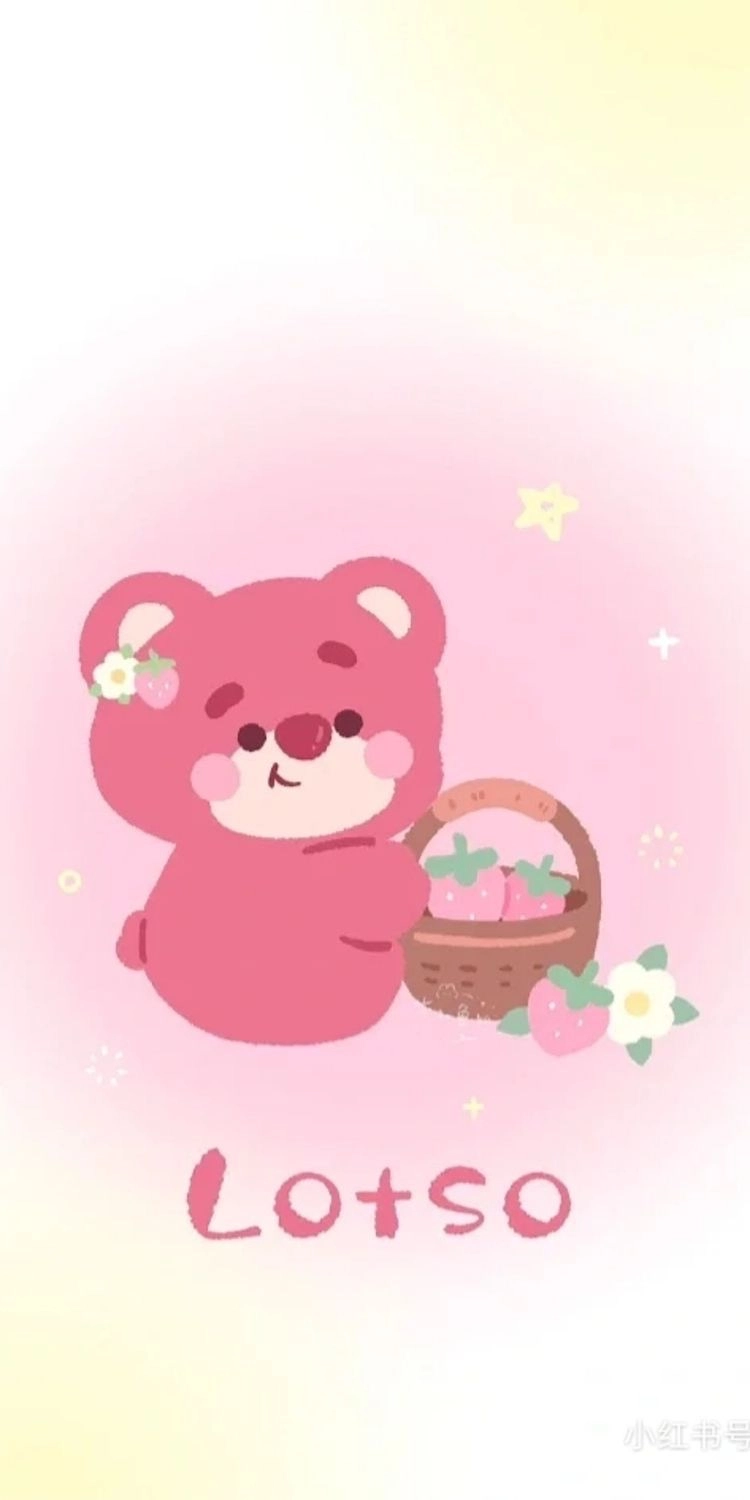Hình nền ip gấu Dâu đẹp dễ thương chuẩn iphone