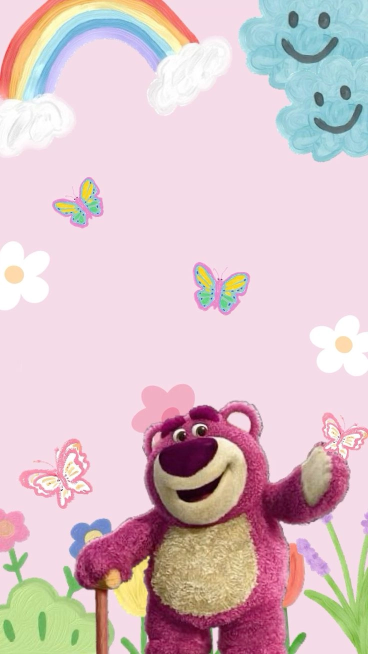 Hình nền gấu dâu dễ thương tươi sáng