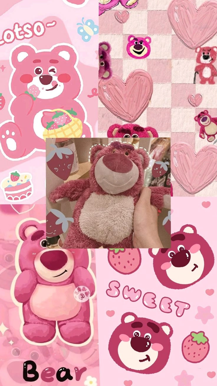 Hình nền gấu dâu cute thu hút ánh nhìn