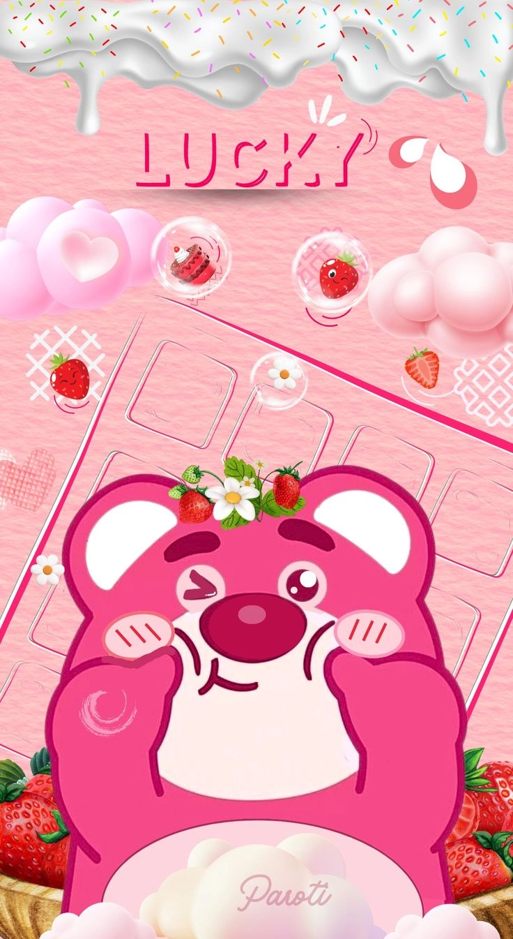 Hình nền gấu dâu ngọt ngào sắc nét