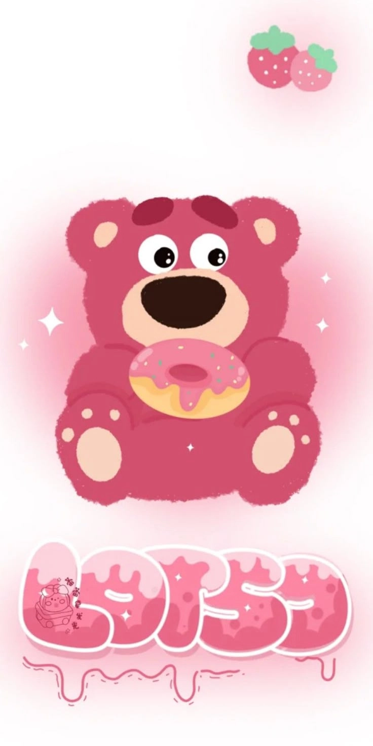 Hình nền gấu cute màu hồng đáng yêu mềm mại