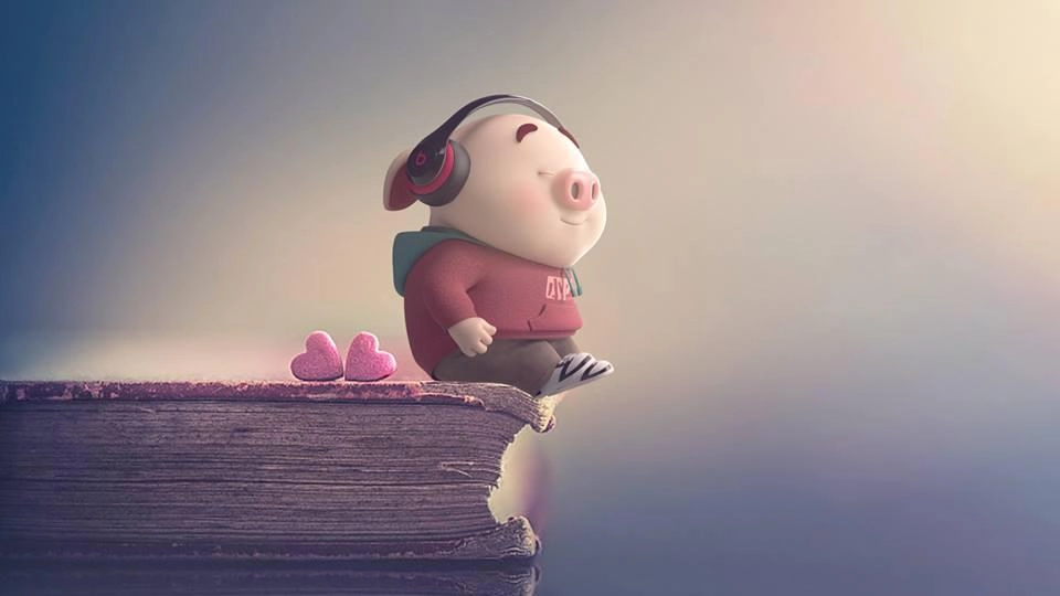 Hình nền con heo cute mềm mại bắt mắt