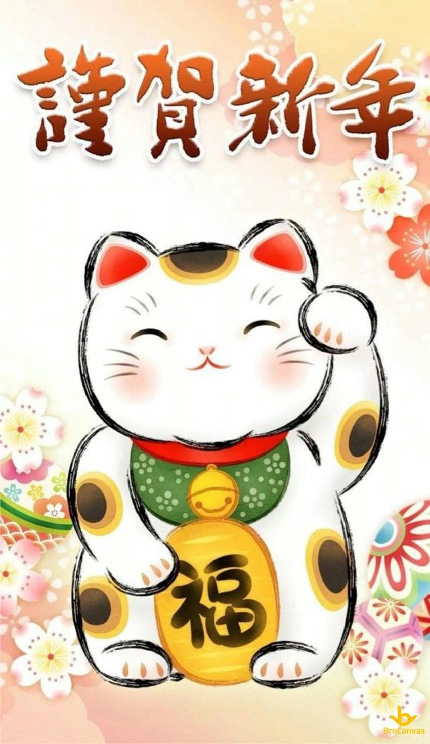 Hình nền iPhone mèo thần tài đỏ vàng rực