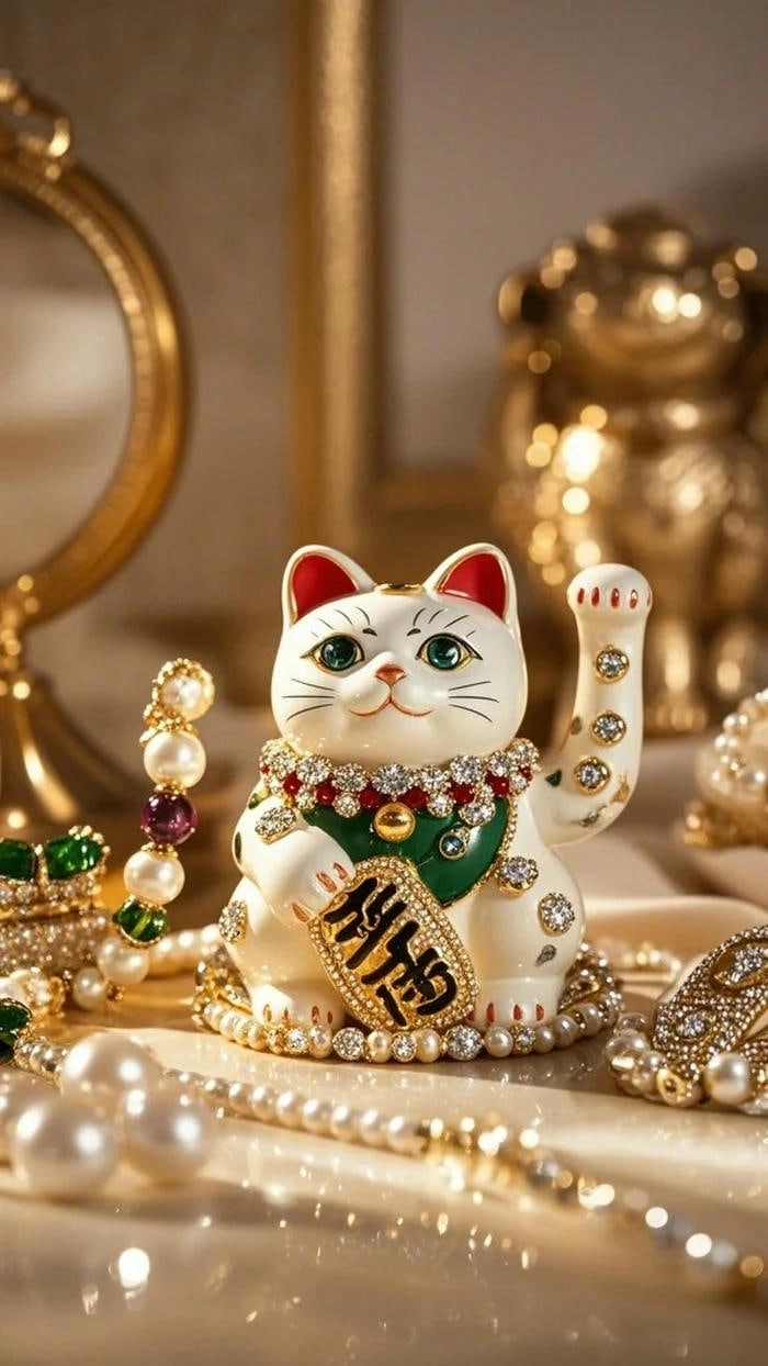 Ảnh nền đt mèo thần tài mang điềm lành