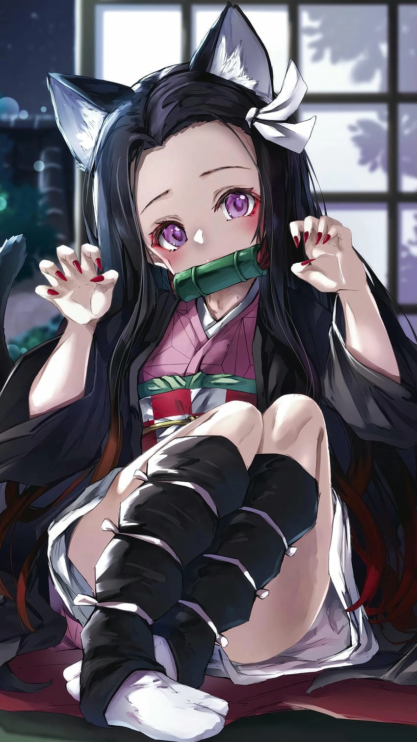 Hình ảnh anime Nezuko cute dịu dàng lạ kỳ