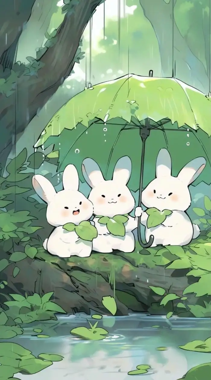 Hình nền anime thỏ lãng mạn nhẹ nhàng đầy nghệ thuật