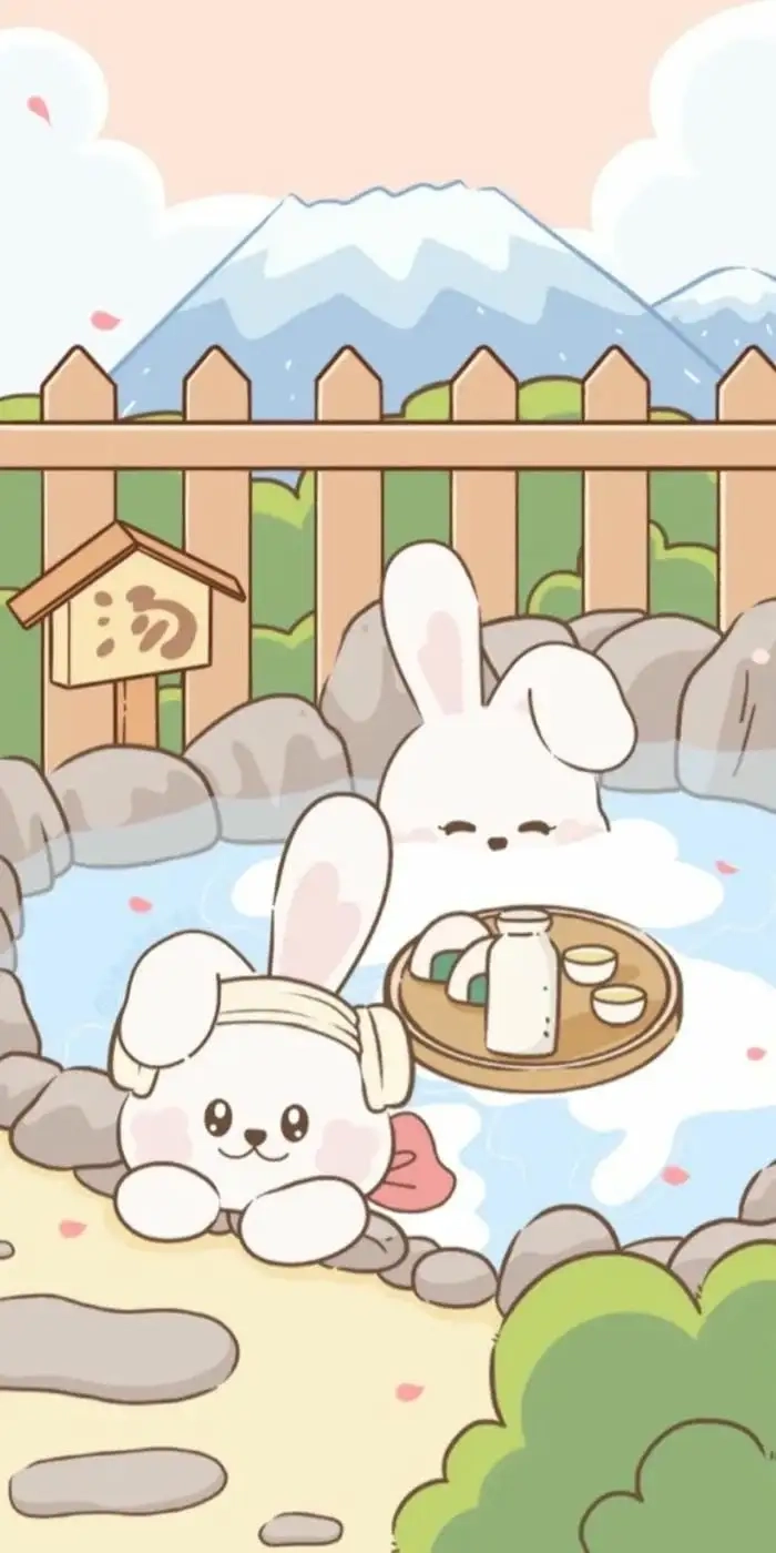 Hình nền thỏ trắng cute ngây thơ nhẹ nhàng tinh tế