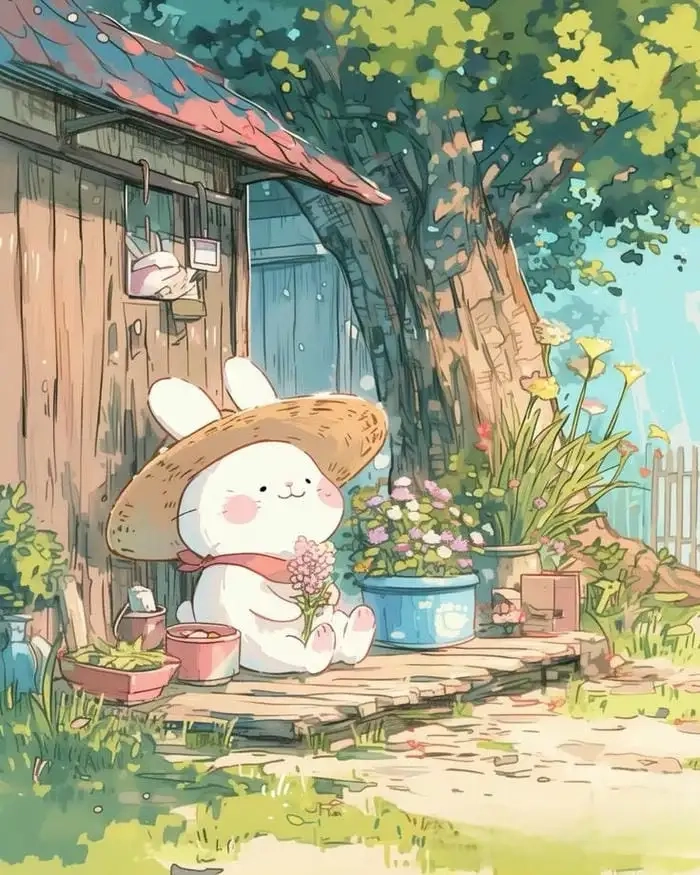 Hình nền thỏ tím ngọt ngào dịu mắt cho điện thoại