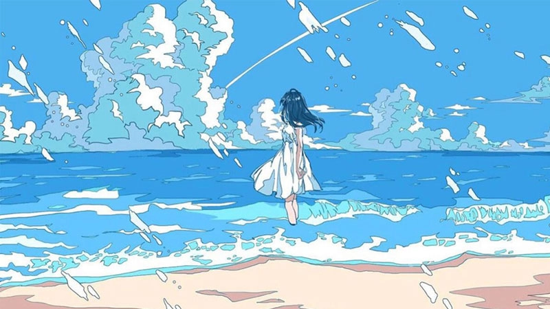 Hình nền PowerPoint đơn giản màu xanh hiện đại tối giản