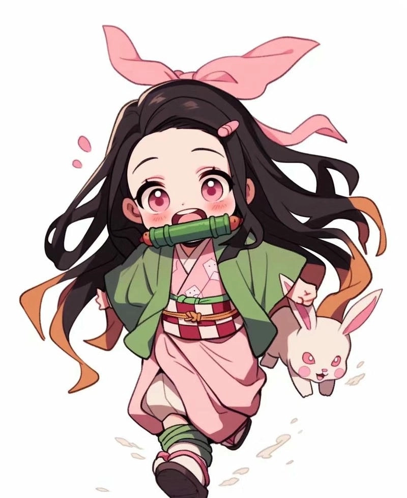 Nezuko chibi cute đơn giản nét vẽ ngộ nghĩnh dễ thương