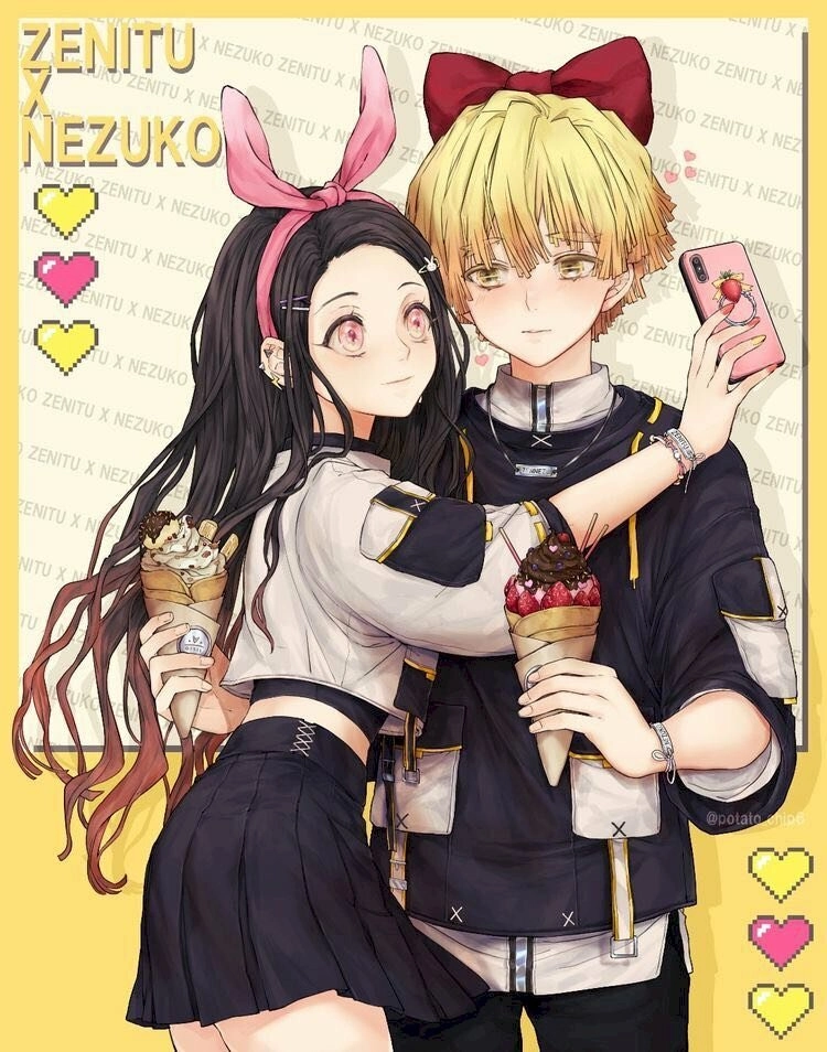 Zenitsu x Nezuko cute cặp đôi siêu dễ thương của KnY