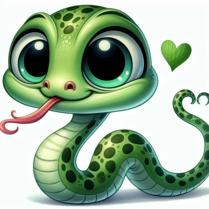 Rắn chibi dễ thương biểu cảm ngộ nghĩnh