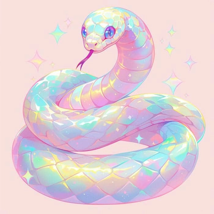 Hình vẽ con rắn chibi phong cách sáng tạo