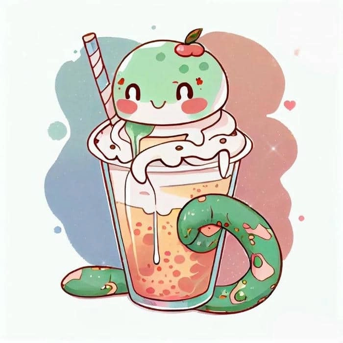 Hình nền rắn chibi cute phong cách sinh động