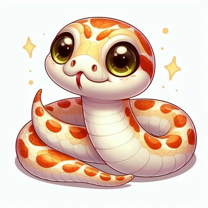 Linh vật rắn chibi biểu tượng may mắn năm 2025