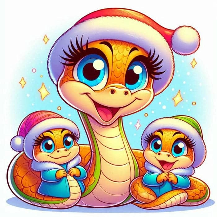 Vẽ con rắn năm 2025 chibi chi tiết dễ làm