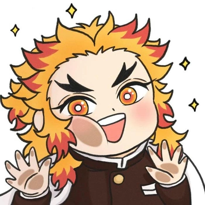 Hình Rengoku chibi Viêm Trụ trong phong cách dễ thương