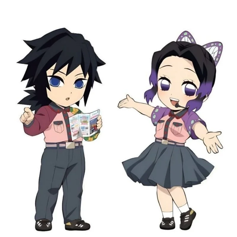 Shinobu và Tomioka chibi phiên bản chibi đáng yêu
