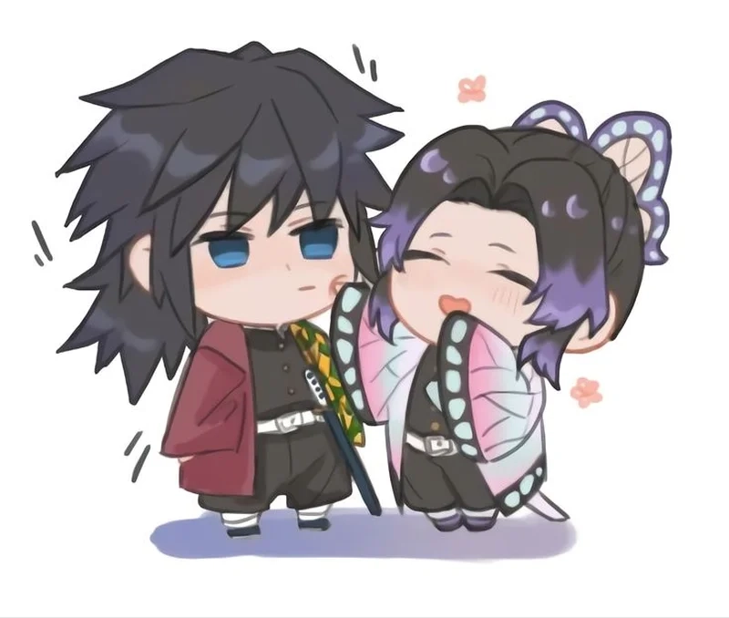 Shinobu x Tomioka chibi cute chemistry chibi hai Hashira