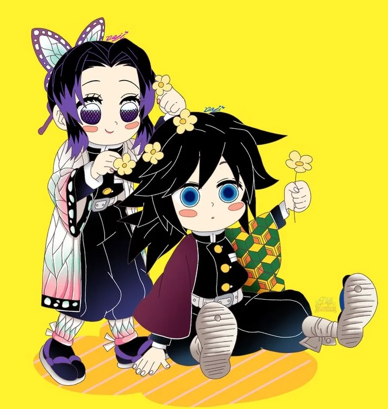 Tomioka x Shinobu chibi phiên bản chibi đầy cảm xúc