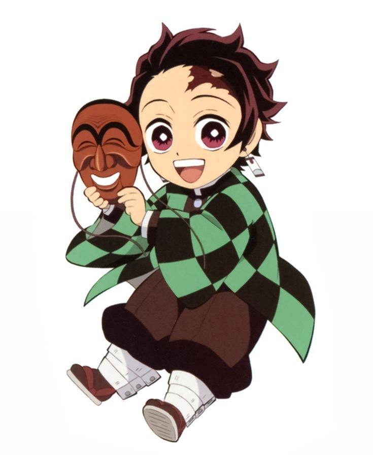 Tanjiro Kamado chibi chiến binh trẻ trong phong cách cute