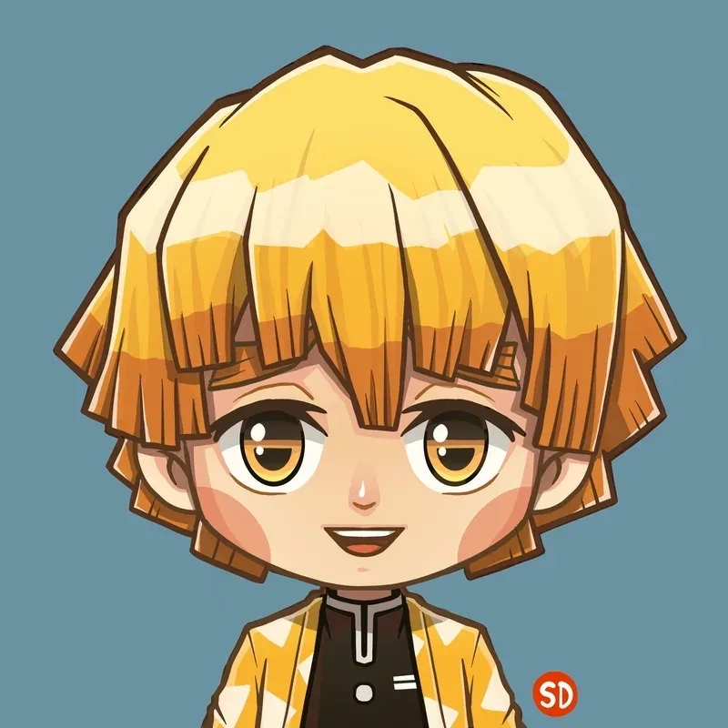 Hình Zenitsu chibi Zenitsu chibi với nụ cười ấm áp
