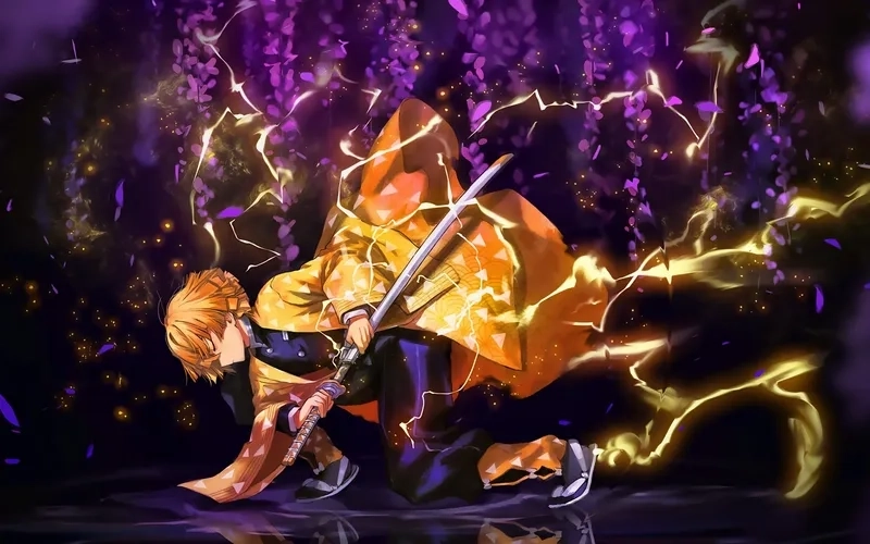 Hình ảnh anime Zenitsu Zenitsu tỏa sáng trong KnY