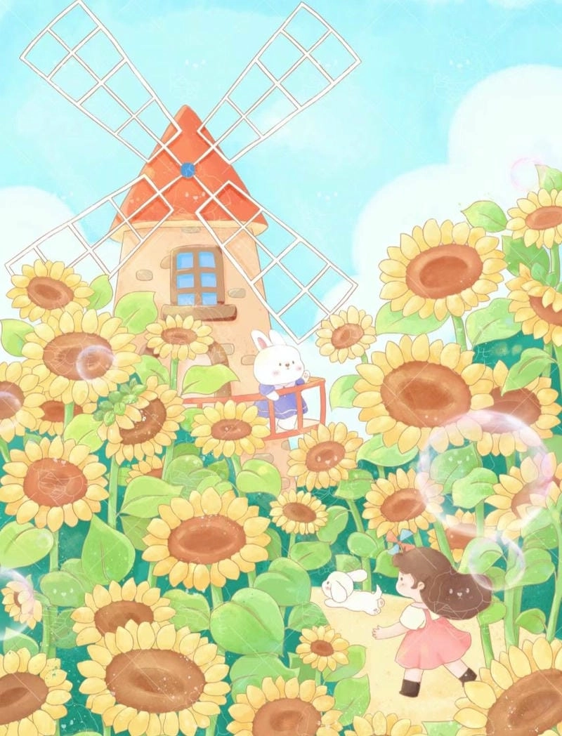Chiêm ngưỡng hoa hướng dương chibi
