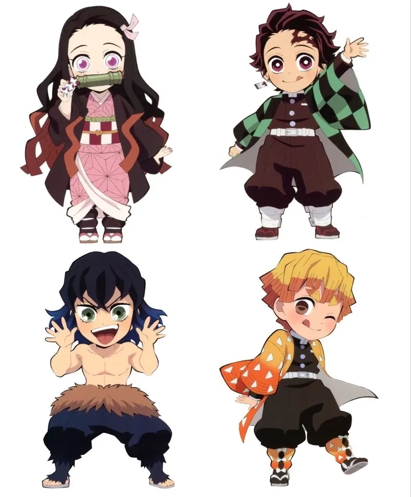 Chibi Demon Slayer tái hiện nhân vật theo phong cách dễ thương.