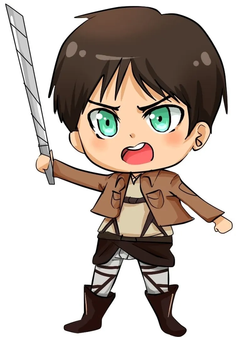 Eren Yeager chibi vẫn giữ thần thái nhân vật.