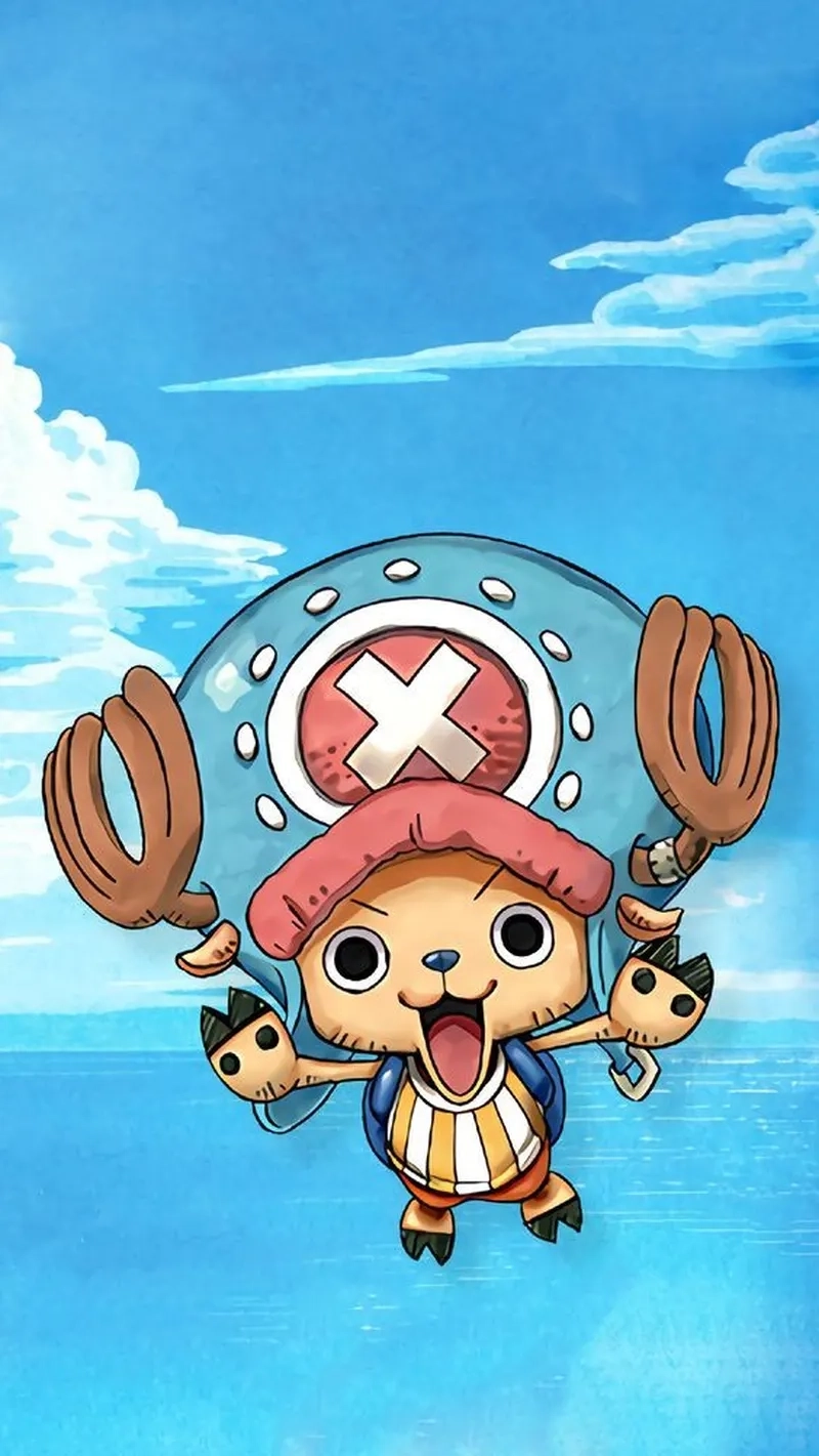 Vẽ Chopper chibi tập trung vào đôi mắt to tròn đáng yêu.